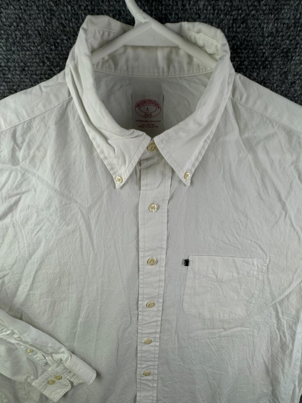 Brooks Brothers Men Large Button Up Shirt Long Sleeve White All Cotton Woven